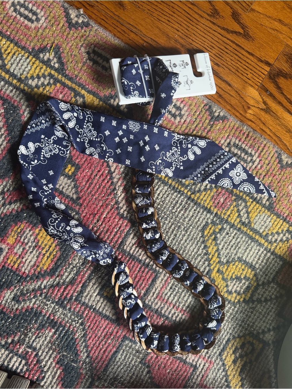 House of Harlow 1960 Navy and White Bandana Scarf Belt or Necklace